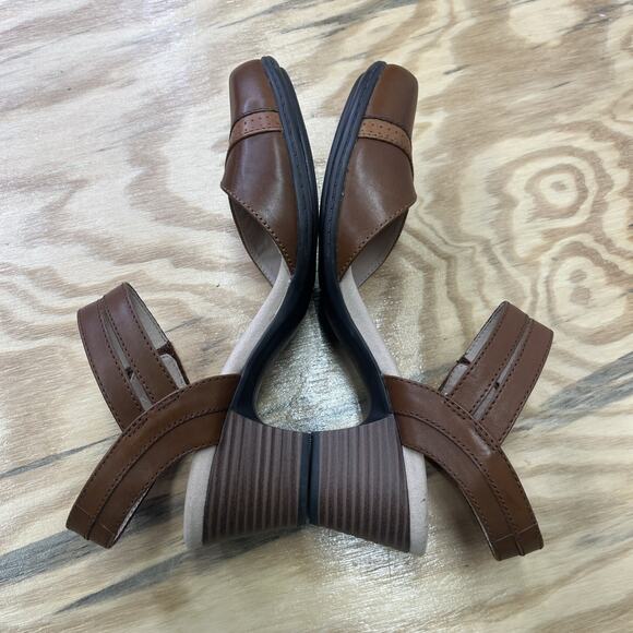Clarks Valarie Rally Sandals Womens Sz 9.5M Brown Mahogany Block Heels Prairie - Picture 11 of 13